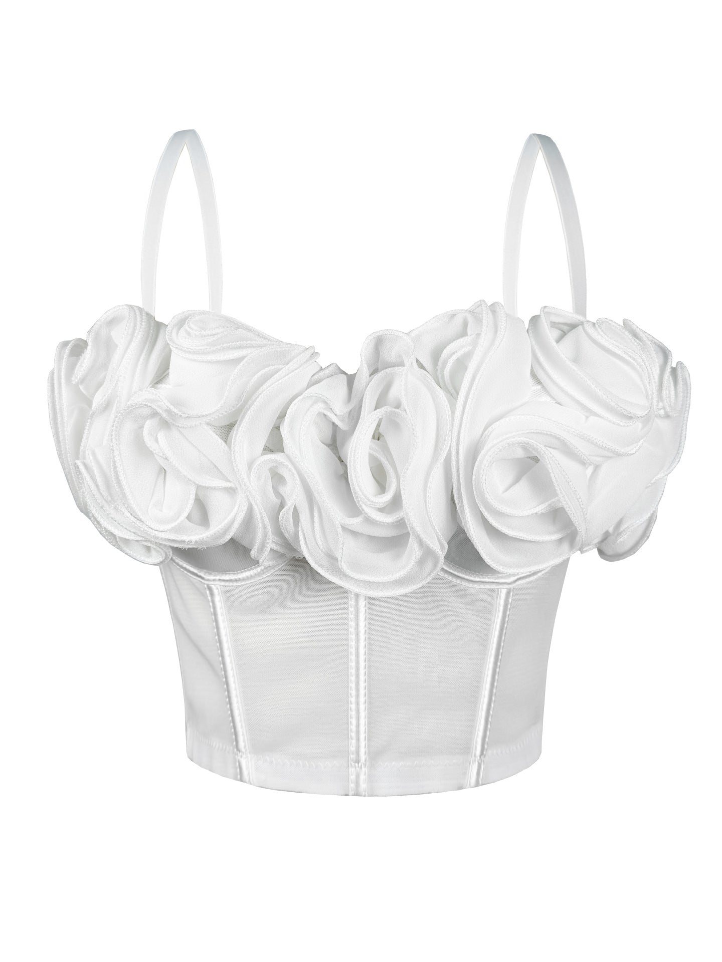 New Three-Dimensional Flower Fishbone Bra Pure Desire Tube Top Mesh Breathable Inner Fishbone Top Sexy Suspender Belt
