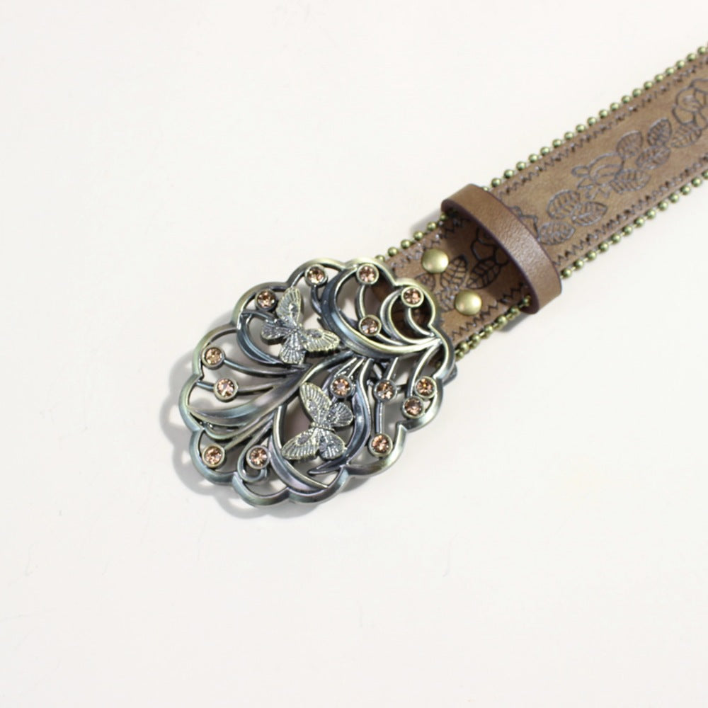 Casual Fashion Youth Leather Belt With A Snap Buckle Punk Style