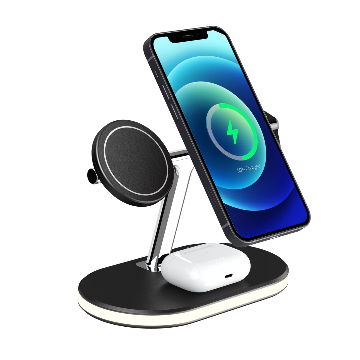 Three-in-one Magnetic Wireless Fast Charging Night Light Bracket