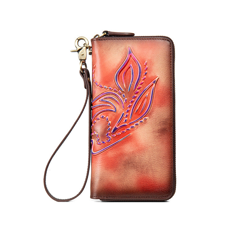 Women's Retro Distressed Long Zipper Wallet