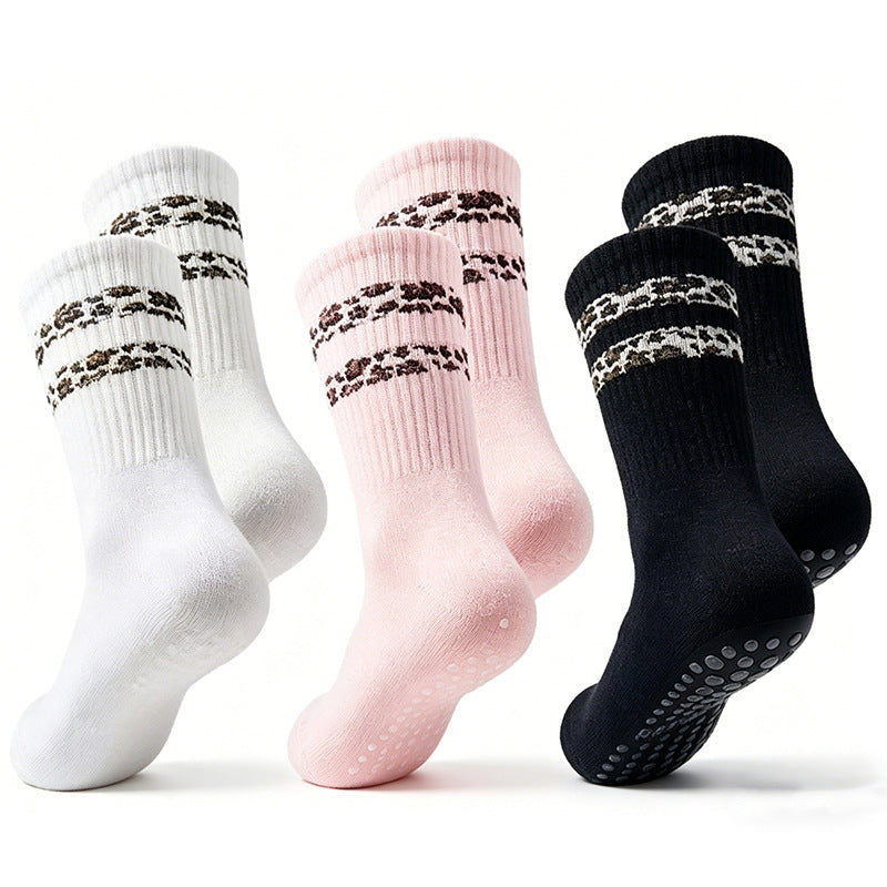 Striped Leopard-print Floor Socks For Women