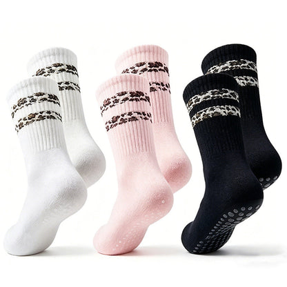 Striped Leopard-print Floor Socks For Women