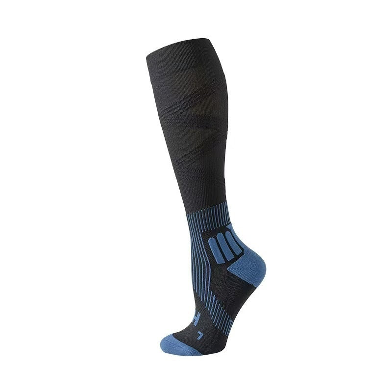 Womens Solid-color Compression Sock Four-season Terry-lined Thickened And Color-blocked