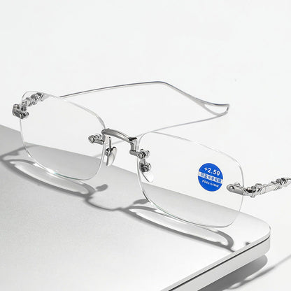 Men's Frameless Reading Glasses Anti Blue Light Radiation HD