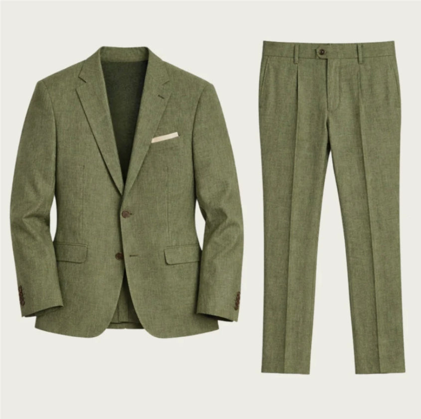 Men Leisure Set Digital Printing Two Button Suit Top Two-piece Pants