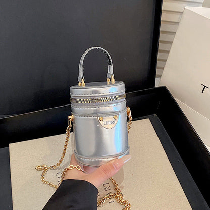 Leather Fashion Candy Color Cylindrical Bucket Bag