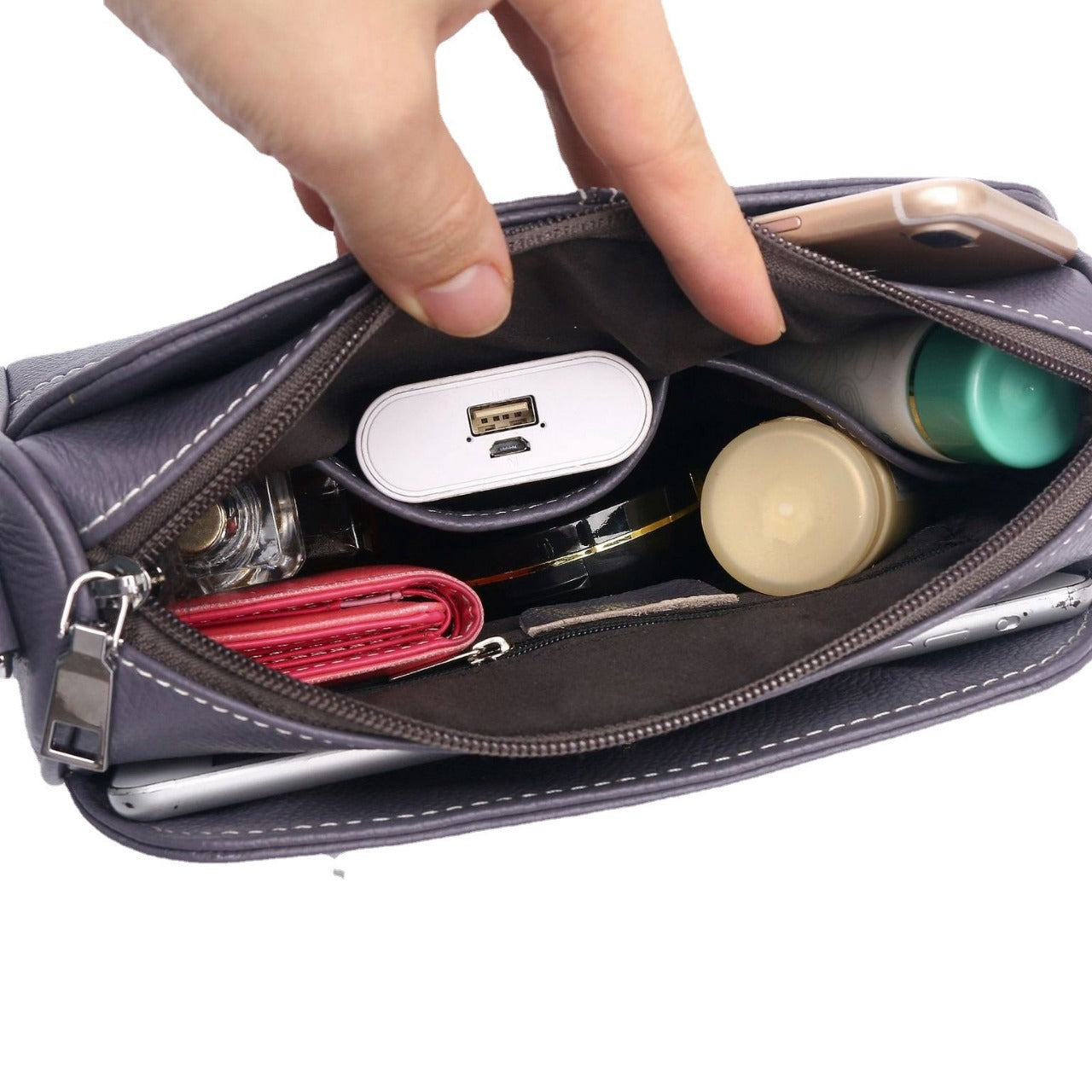 Women's Full-grain Leather Single-shoulder And Crossbody Bag