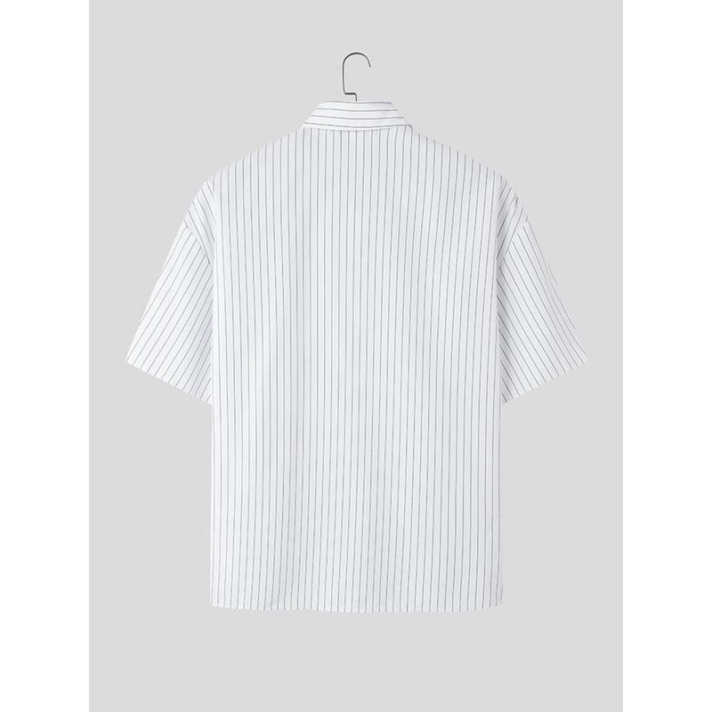 Men's Slim-Fit Ice Silk Striped Shirt