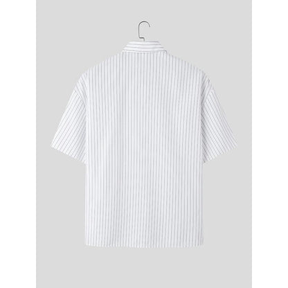 Men's Slim-Fit Ice Silk Striped Shirt