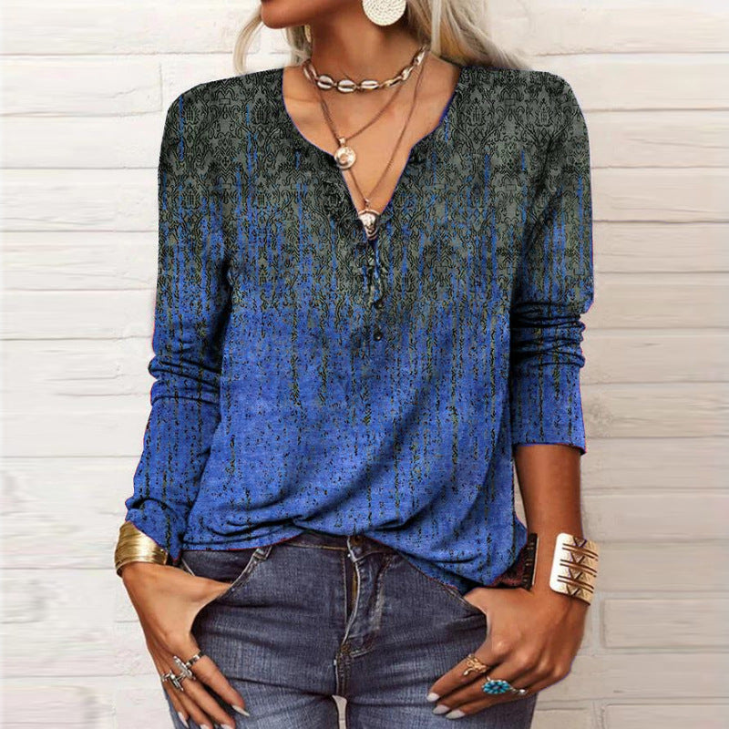 2026 Autumn Winter New Women's Long Sleeve Printed Fashion Versatile Long Sleeve T-shirt From Europe And America