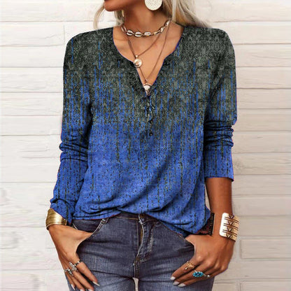 2026 Autumn Winter New Women's Long Sleeve Printed Fashion Versatile Long Sleeve T-shirt From Europe And America