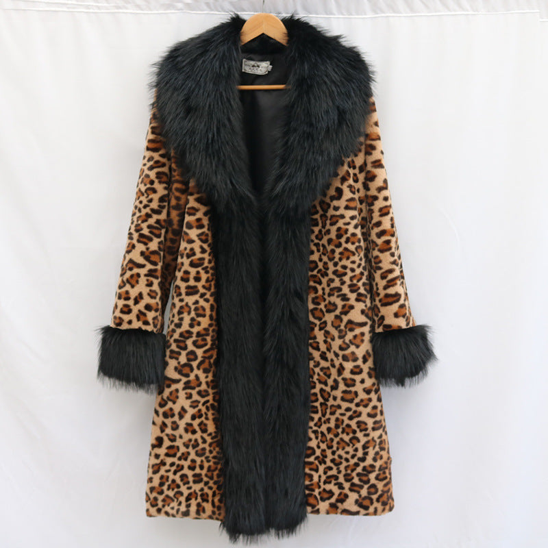 Womens Coat With A Large Fur Collar Warm Trench Coat Loose Fit