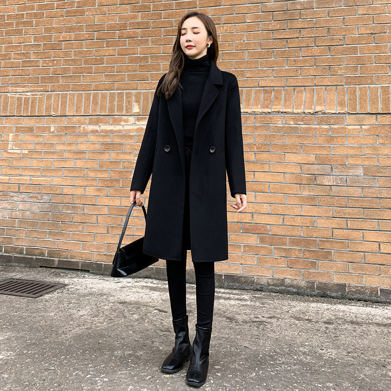 Womens Stylish Double-faced Cashmere Coat