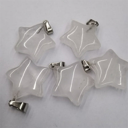 Natural Stone Crystal Agate Star Pendant