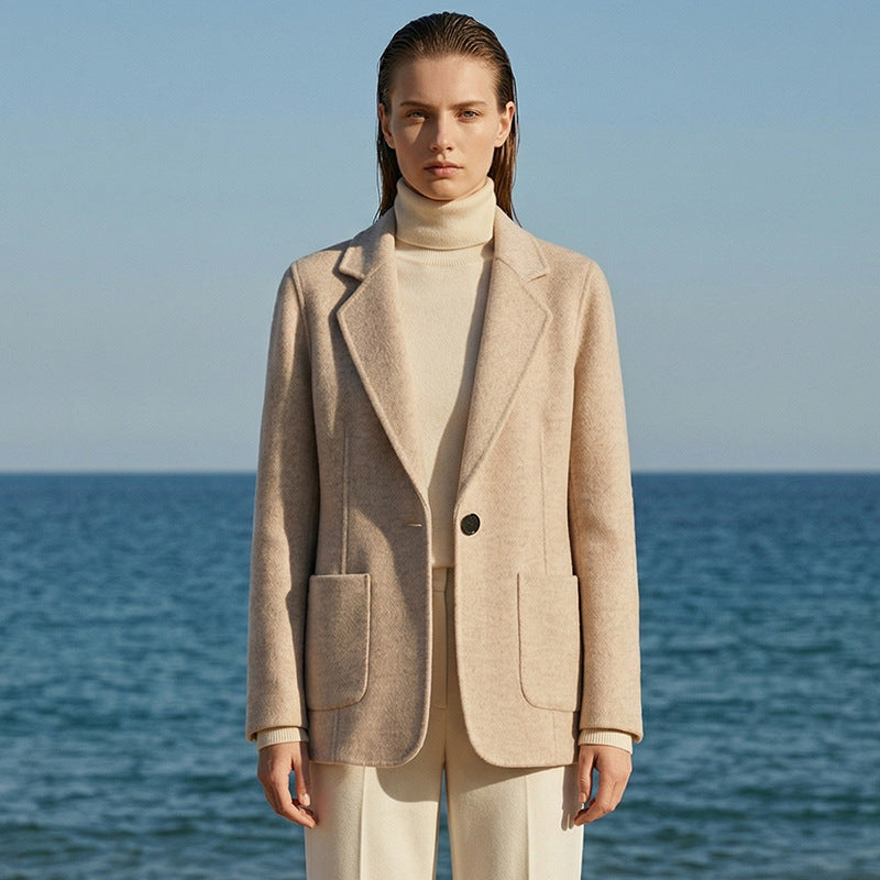 Double-breasted Wool Suit Coat For Women