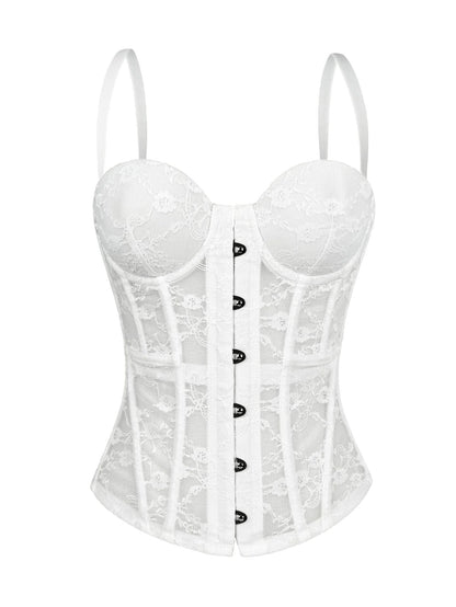 New Cross-Border Lace Embroidered Fishbone Corset Slimming Camisole Pure Desire Tube Top Outfit Fishbone Top