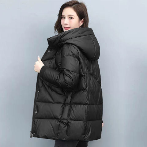 Womens Mid-length Hooded Cotton Coat