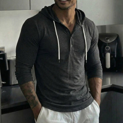 Outdoor Leisure Fitness Sports Button-up Long-sleeved Hooded Shirt