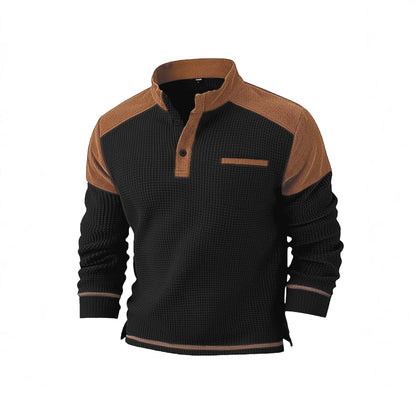 Mens Casual Corduroy Hoodie With A Stand-up Collar And Long Sleeves