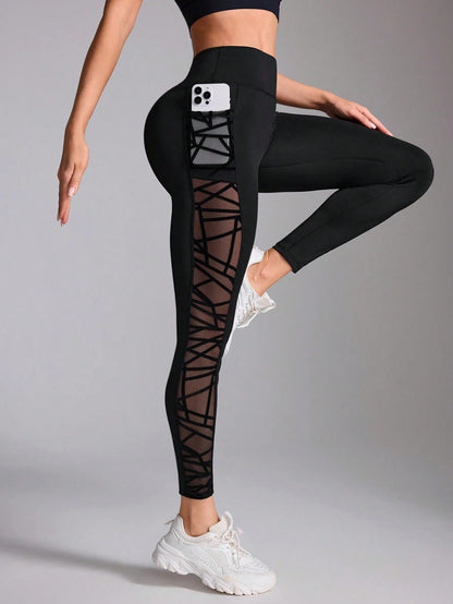 Cross-border High Waist Contrast Color Stitching Running Pants Belly-lifting Yoga Clothing Fitness Sports Naked Feeling Tight Leggings