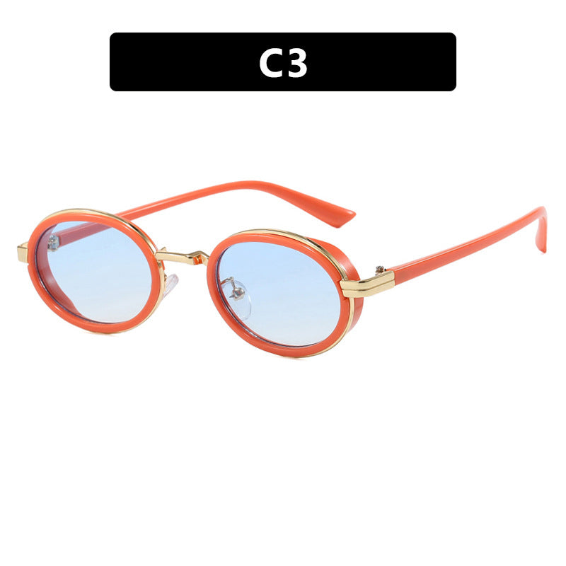 Oval Small-frame Sunglasses Steampunk Metal Sunglasses