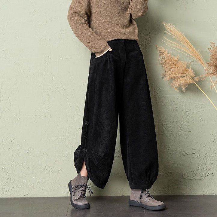 AutumnWinter Corduroy Wide-Leg Pants For Women