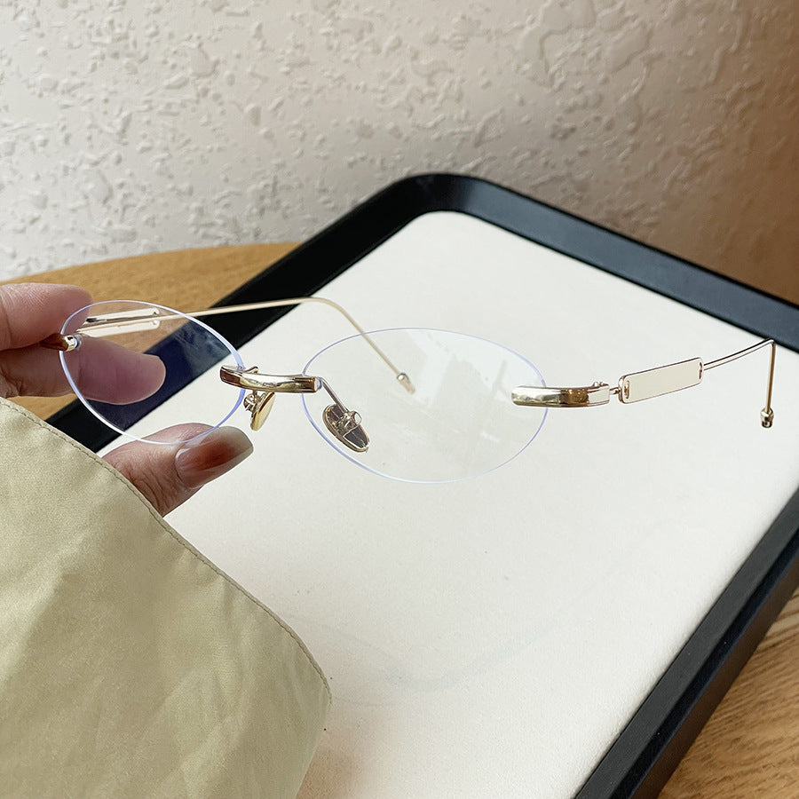 No-makeup Look Rimless Oval Plain Glasses For Women