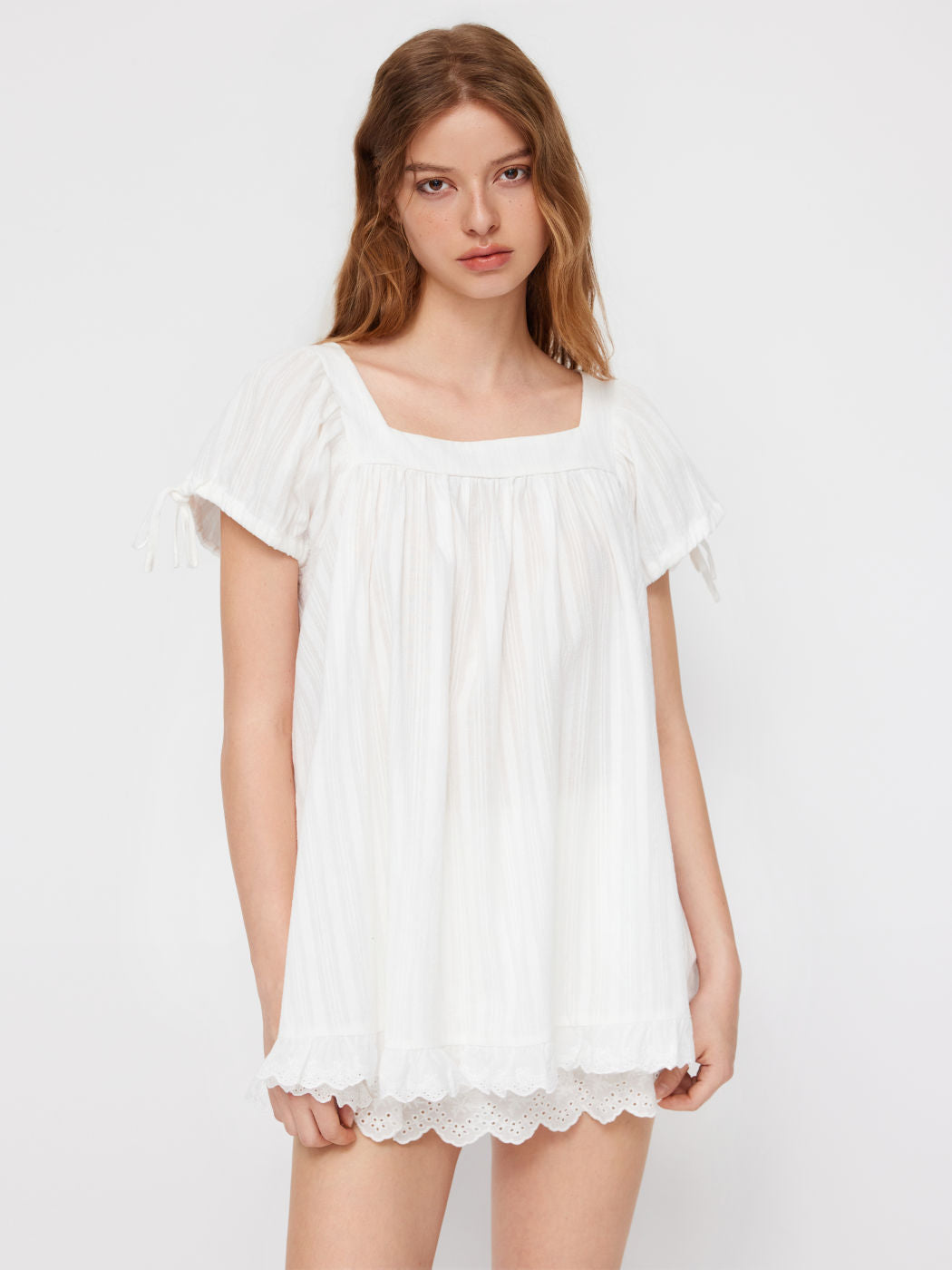 Casual Square Collar Ruffled Short-sleeved Shirt