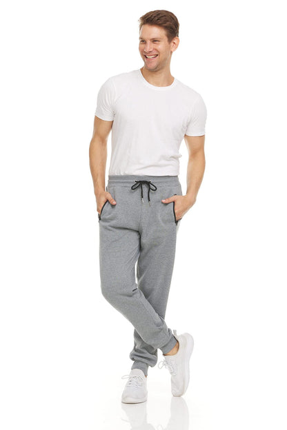 Men's Slim-fit Athletic Leggings, Casual Fleece Sweatpants With Zippered Ankle Cuffs, Solid-colored Skinny Running Pants