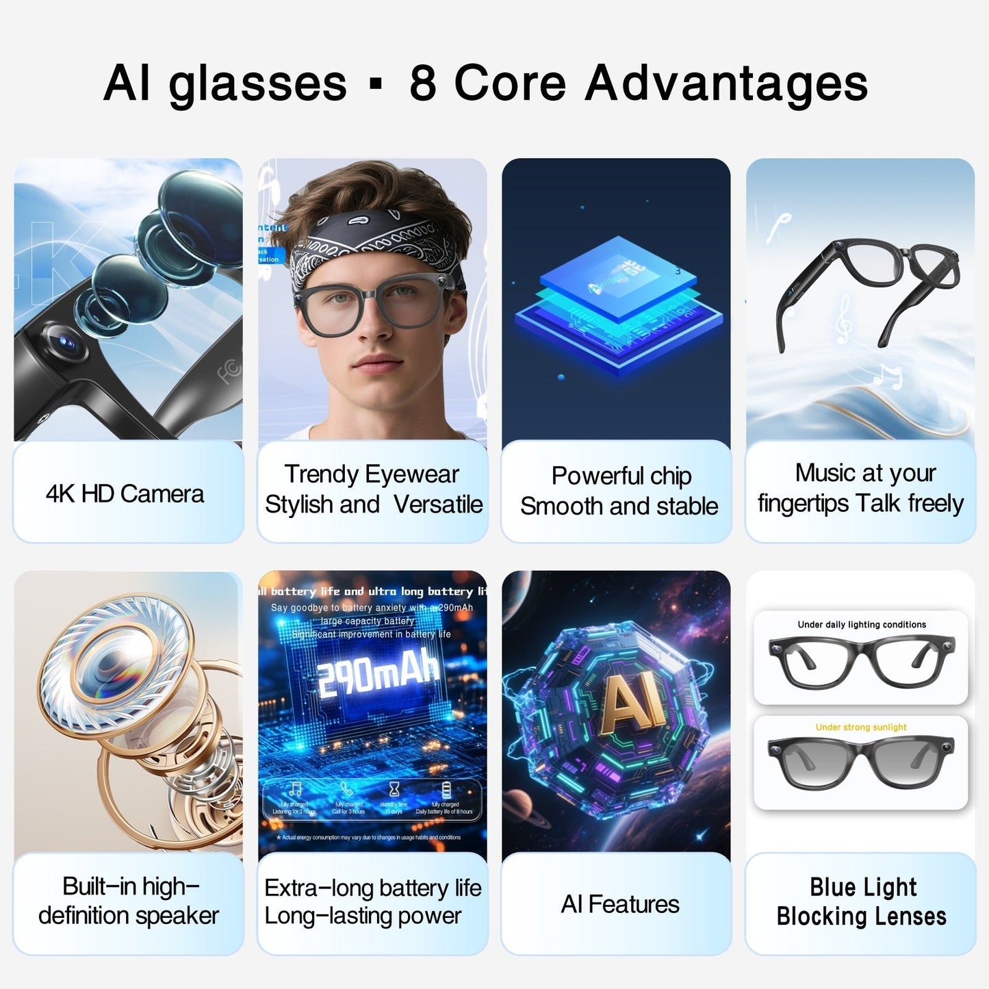 AI Smart Glasses With Ultra-high-definition Photo And Video Recording Plus Calling