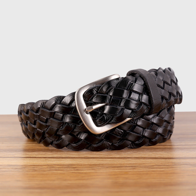 Vintage Woven Vegetable-Tanned Leather Belt