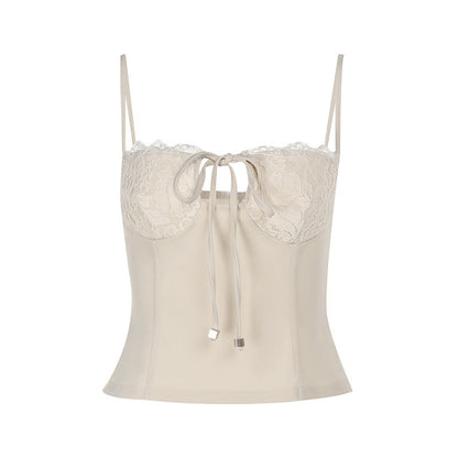 Lace-Panel Camisole Slimming Top With Straps