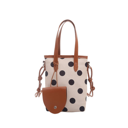 Korean-style Retro Polka-dot Mini Bucket Bag For Women