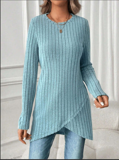 New Womens European And American-style Round-neck Casual Long-sleeve Top