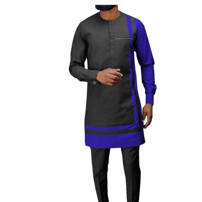 African Ethnic Printing Batik Cotton Men's Suit