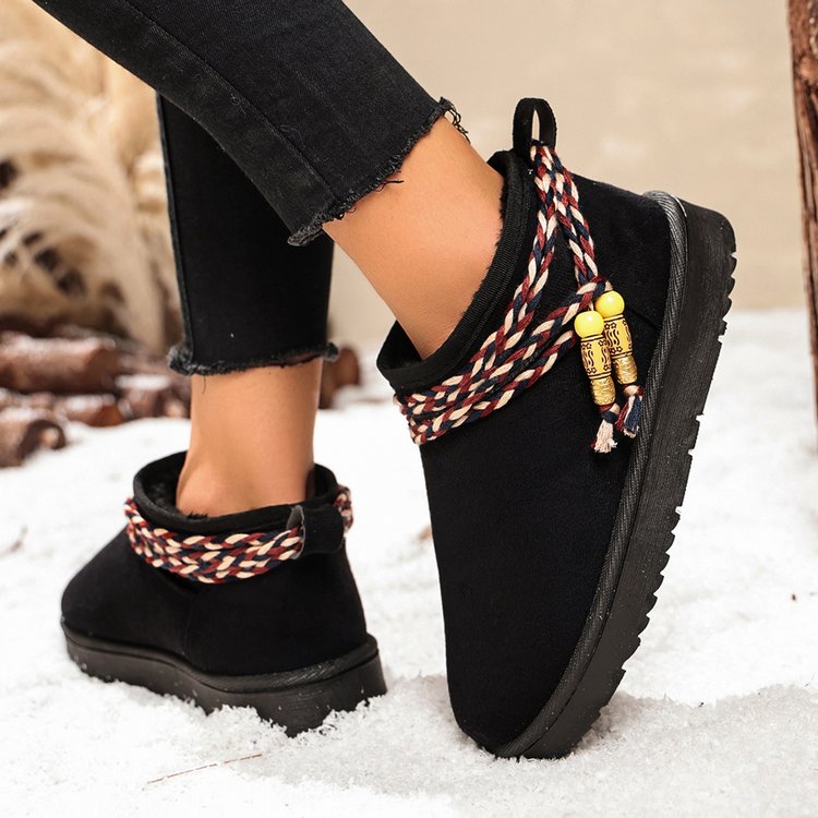 Women's Plus Size Stylish Mid-Calf Fashion Boots, Export Plus Size Retro Flat Slip-On Shallow Mouth Knight Boots