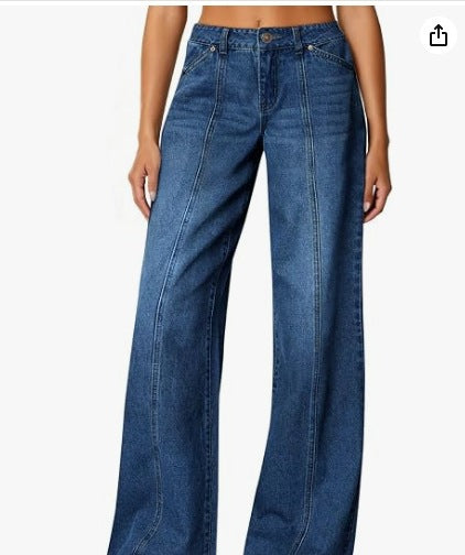 Womens Fashionable Casual Loose-Fit Denim Jeans