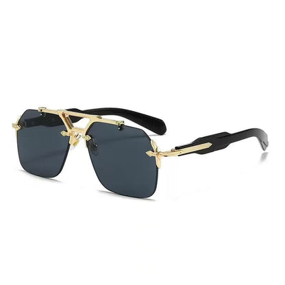 Metal Double-bridge Oversized Sunglasses