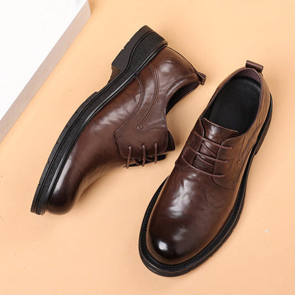 Leather Shoes For Men Genuine Leather Casual Business Formal Breathable With Thick Soles