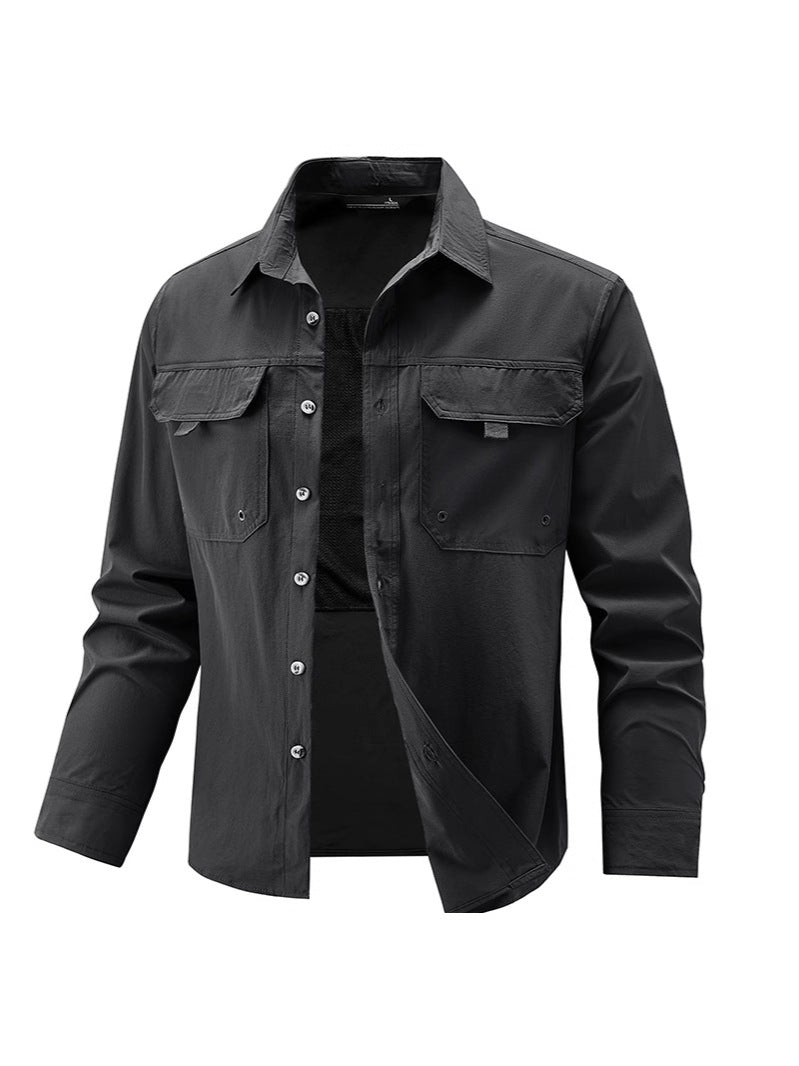 Mens Stretch Quick-Drying Long-Sleeve Shirt
