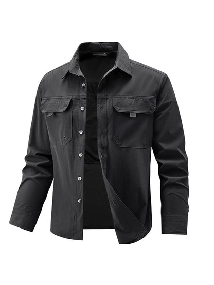 Mens Stretch Quick-Drying Long-Sleeve Shirt