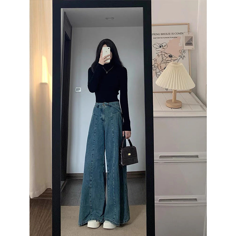 Loose-fit Figure-flattering High-waist Wide-leg Floor-length Pants