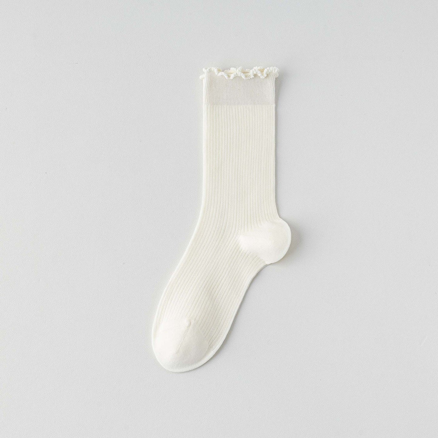 Womens Socks Solid Color Mid-calf Length Summer Thin Style Pure Cotton