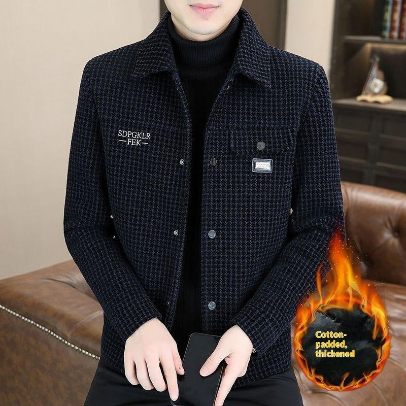 New Mens Fleece-lined Thickened Lapel Jacket