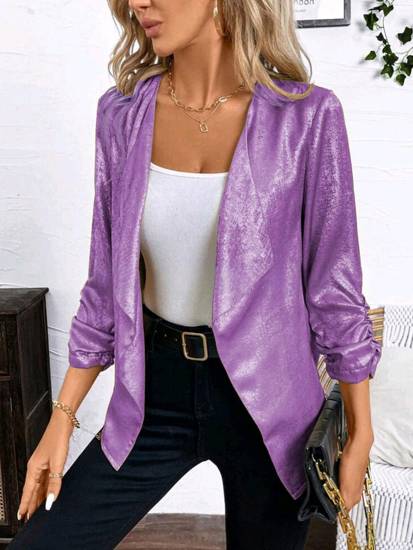Fashionable Gold-foil-pressed Shimmering Petite Blazer Top