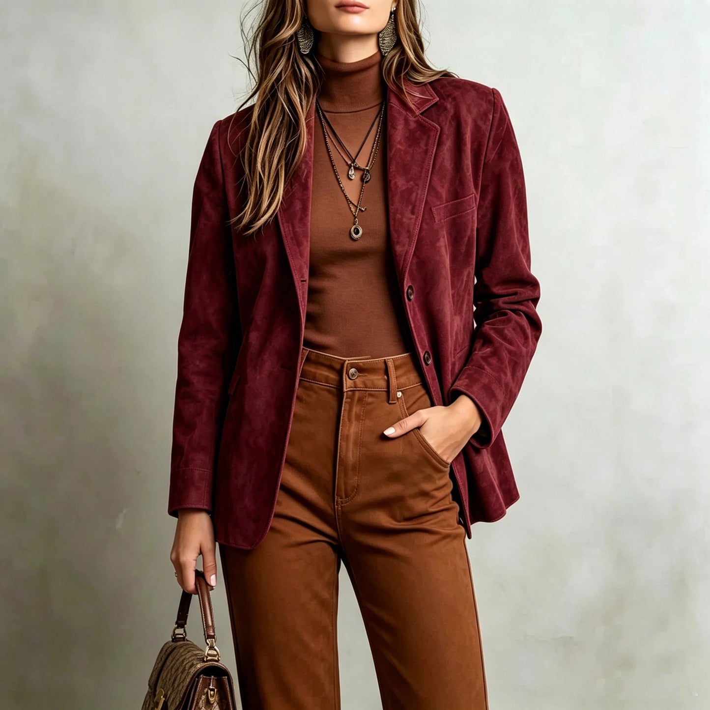 Womens Elegant Vintage Suede Velvet Jacket