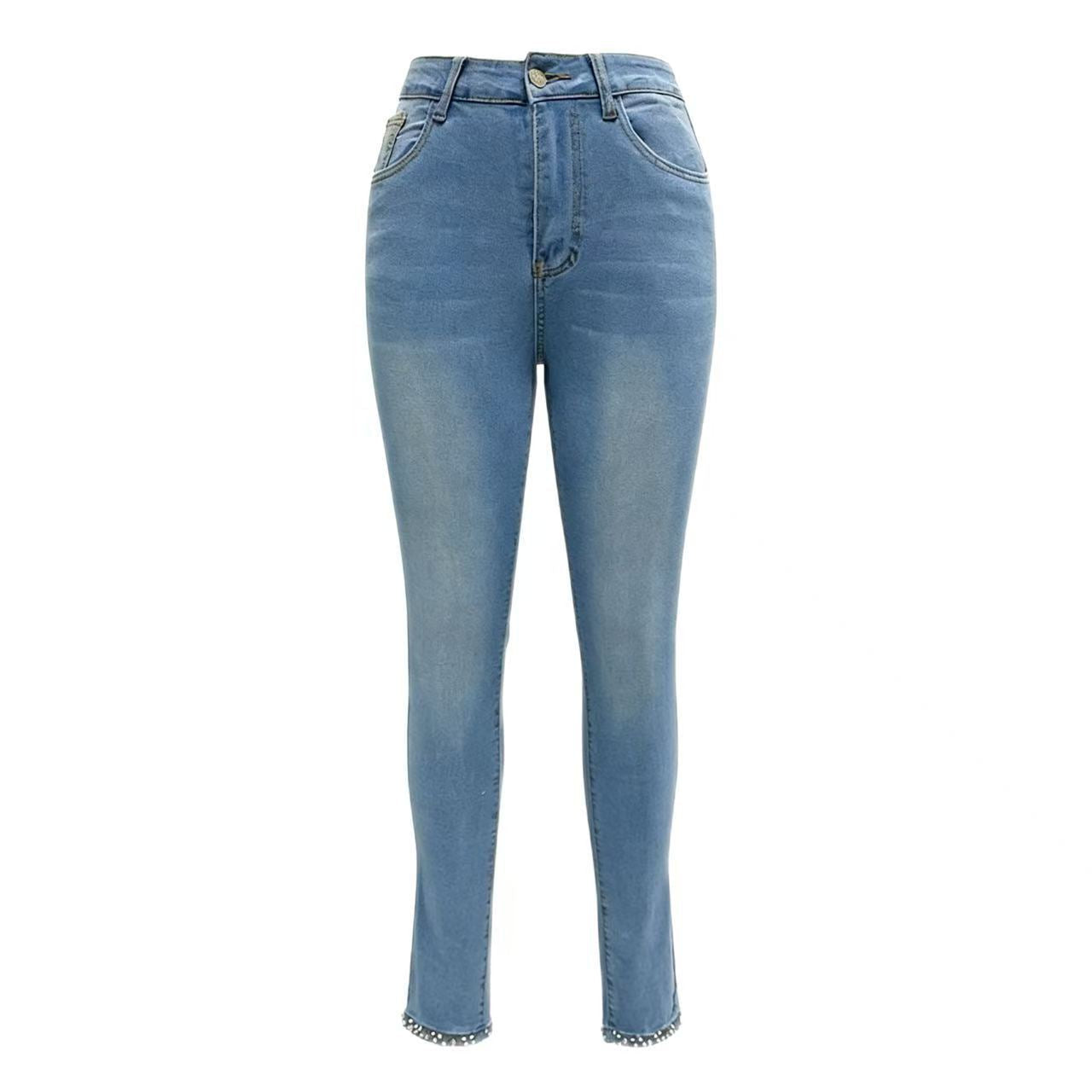 Jeweled Bow-Knot Stretchy Slimming High-Waisted Womens Jeans