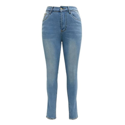 Jeweled Bow-Knot Stretchy Slimming High-Waisted Womens Jeans