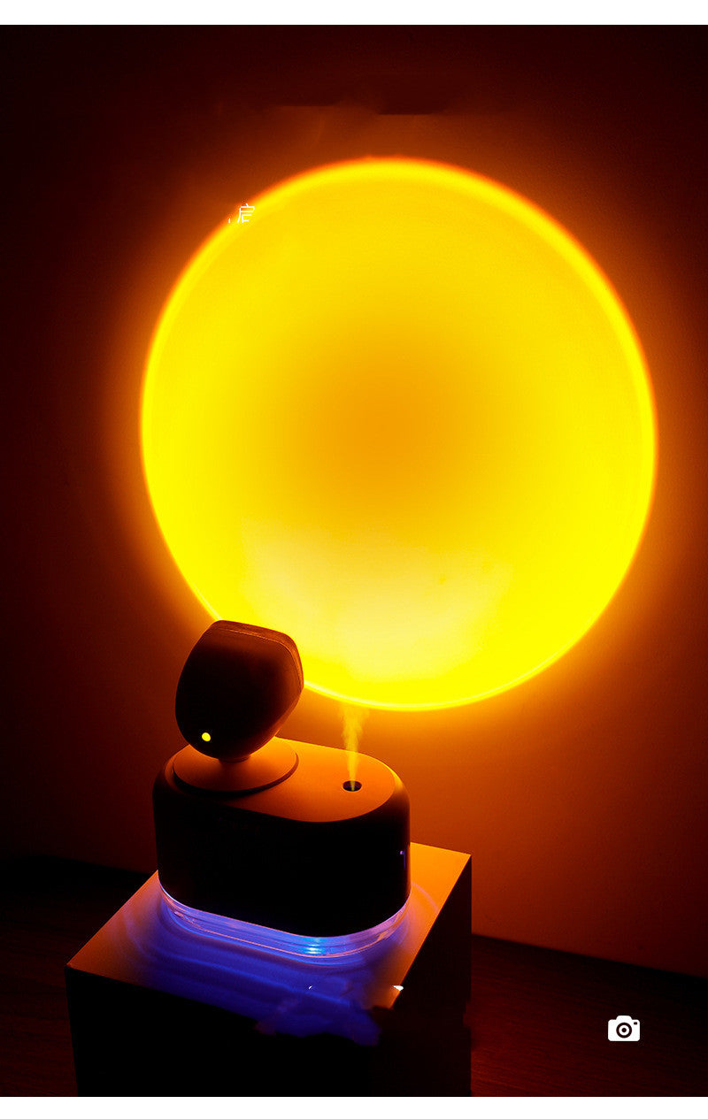 2 In 1 Mini Wireless Sunset Lamp Air Humidifier 300ML Fog Sprayer Humidifiers Ambient Light Mute Mist Maker For Home Decor Office