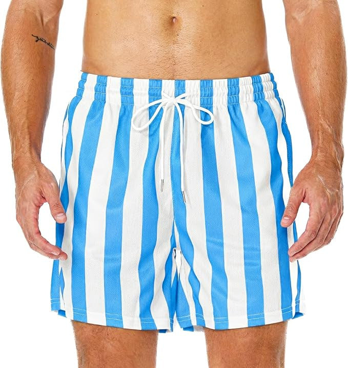 Casual Mens Wide-leg Printed Pinhole Shorts